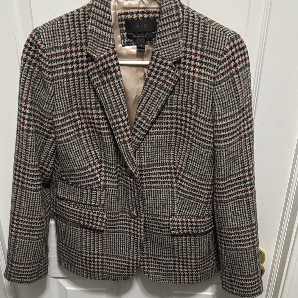 J. Crew Women's Plaid Blazer - Black, Brown, Cream